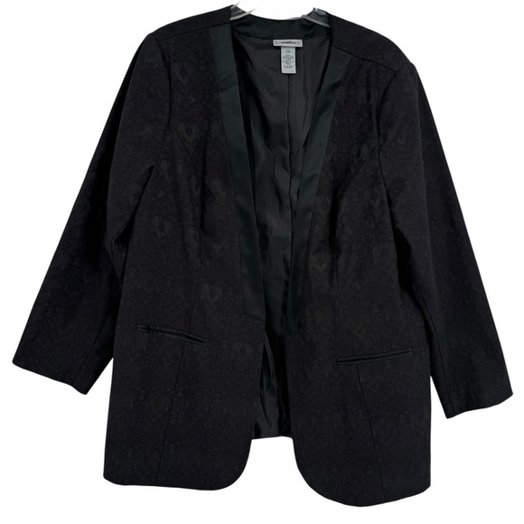 Catherines Women's Tuxedo Style Jacket Blazer Long Sleeve Size 1X Embossed black - Picture 1 of 10